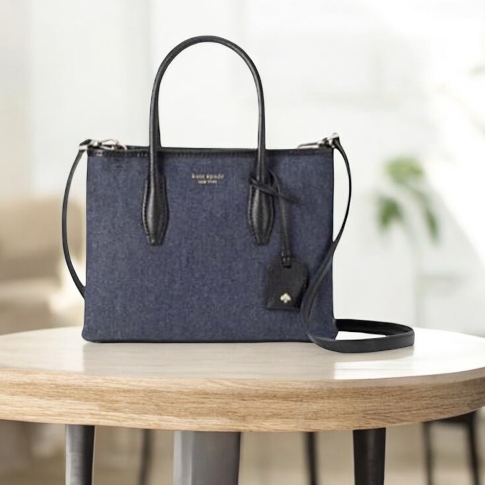 🔥 Kate Spade DENIM New York EVA DENIM SMALL ZIP TOP SATCHEL/CROSSBODY - Picture 12 of 15